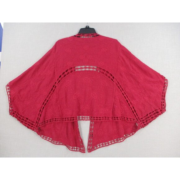 Torrid Womens Lace Open Front Kimono Cardigan Size 1/2 Red 100% Cotton Made In C - Picture 5 of 8